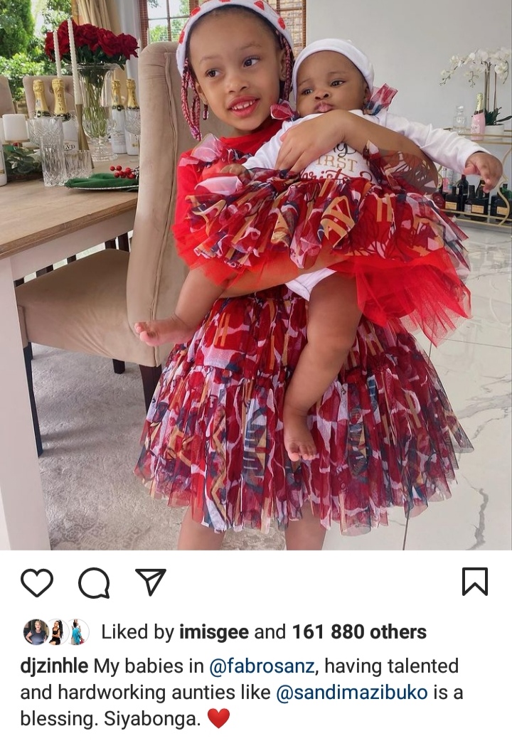 Dj Zinhle's Daughters On Christmas Eve. - South Africa Rich And Famous